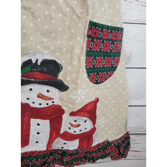 St. Nicholas Square Apron Snowman Holiday Yuletide Warm Wishes Grannycore Family - Picture 7 of 9